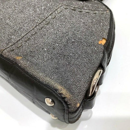 Saint Laurent Hand Bag Tote Purse Muse Leather Gray Glitter Authentic