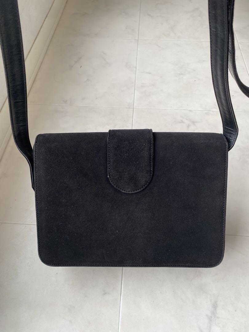 Saint Laurent Shoulder Bag Purse Circle Logo Suede Authentic