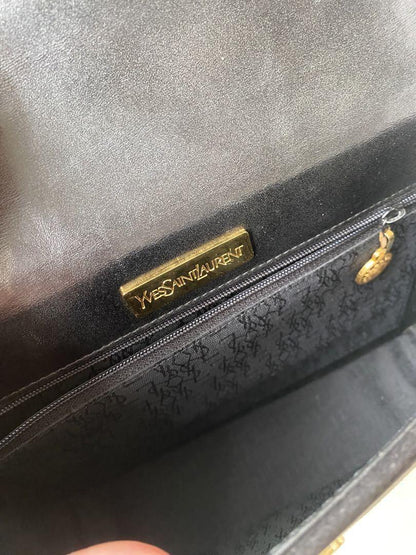 Saint Laurent Shoulder Bag Purse Circle Logo Suede Authentic