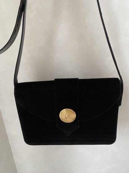 Saint Laurent Shoulder Bag Purse Circle Logo Suede Authentic