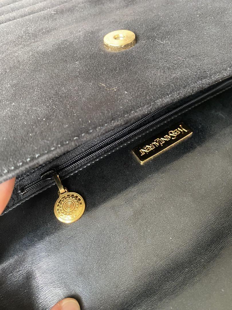 Saint Laurent Shoulder Bag Purse Circle Logo Suede Authentic