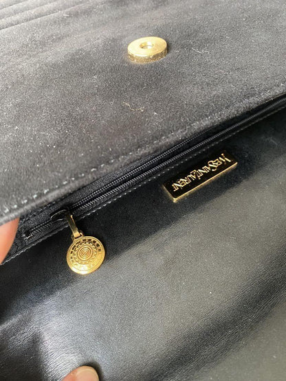 Saint Laurent Shoulder Bag Purse Circle Logo Suede Authentic