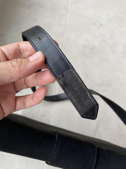 Saint Laurent Shoulder Bag Purse Circle Logo Suede Authentic