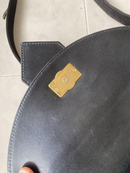 Saint Laurent Shoulder Bag Purse Circle Logo Suede Authentic