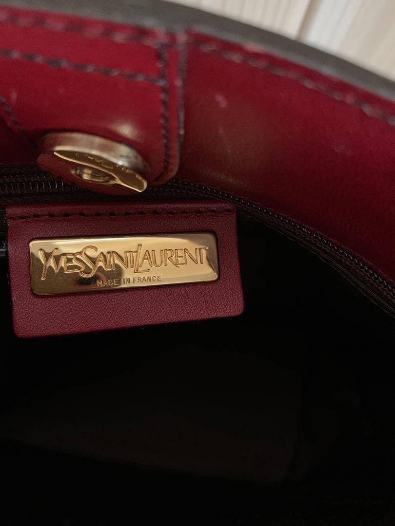 Saint Laurent Hand Bag Tote Purse Logo Red Authentic