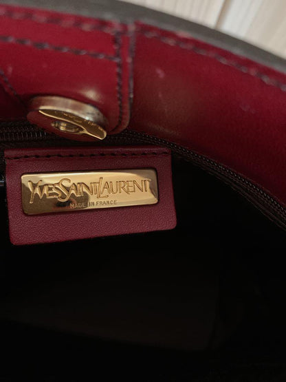 Saint Laurent Hand Bag Tote Purse Logo Red Authentic