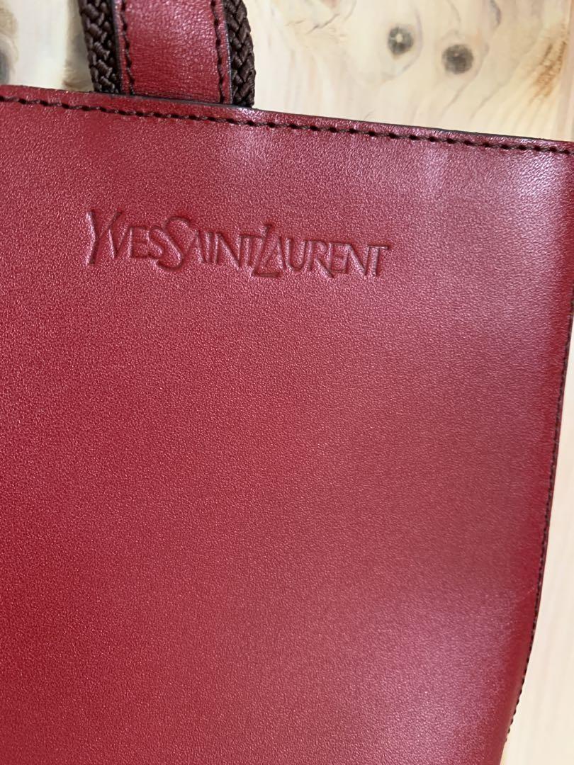 Saint Laurent Hand Bag Tote Purse Logo Red Authentic