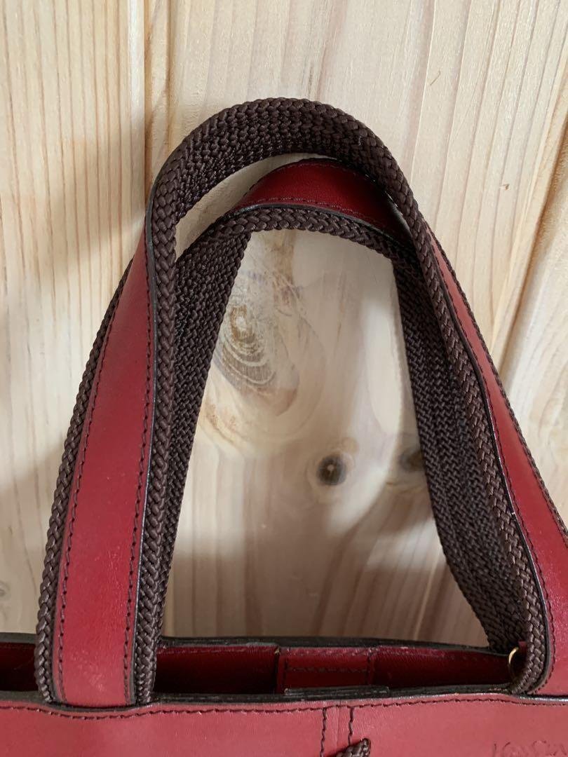 Saint Laurent Hand Bag Tote Purse Logo Red Authentic