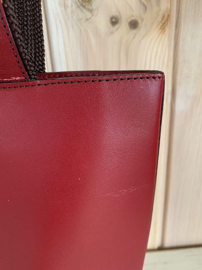 Saint Laurent Hand Bag Tote Purse Logo Red Authentic