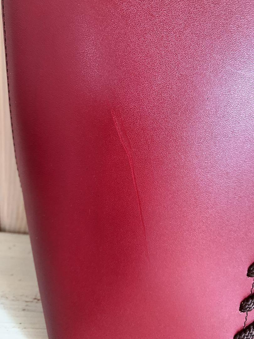 Saint Laurent Hand Bag Tote Purse Logo Red Authentic