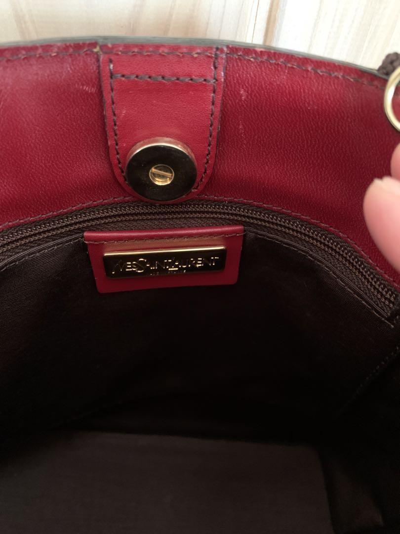 Saint Laurent Hand Bag Tote Purse Logo Red Authentic