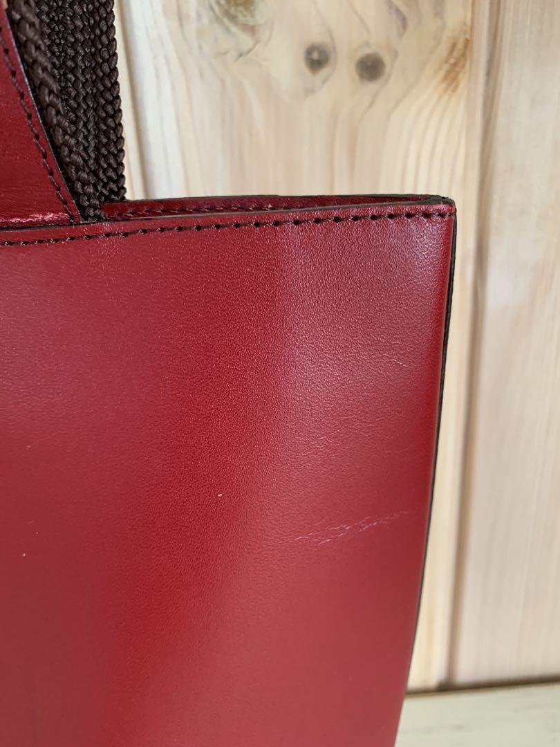 Saint Laurent Hand Bag Tote Purse Logo Red Authentic