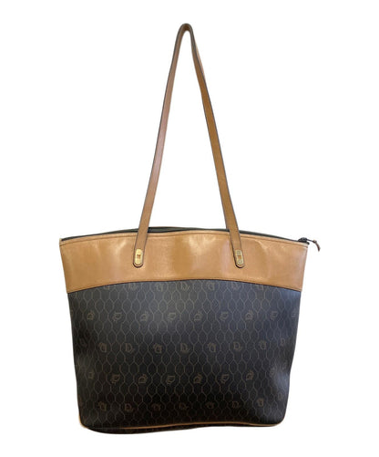 Christian Dior Hand Bag Tote Purse Honeycomb Black Brown Authentic