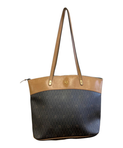 Christian Dior Hand Bag Tote Purse Honeycomb Black Brown Authentic