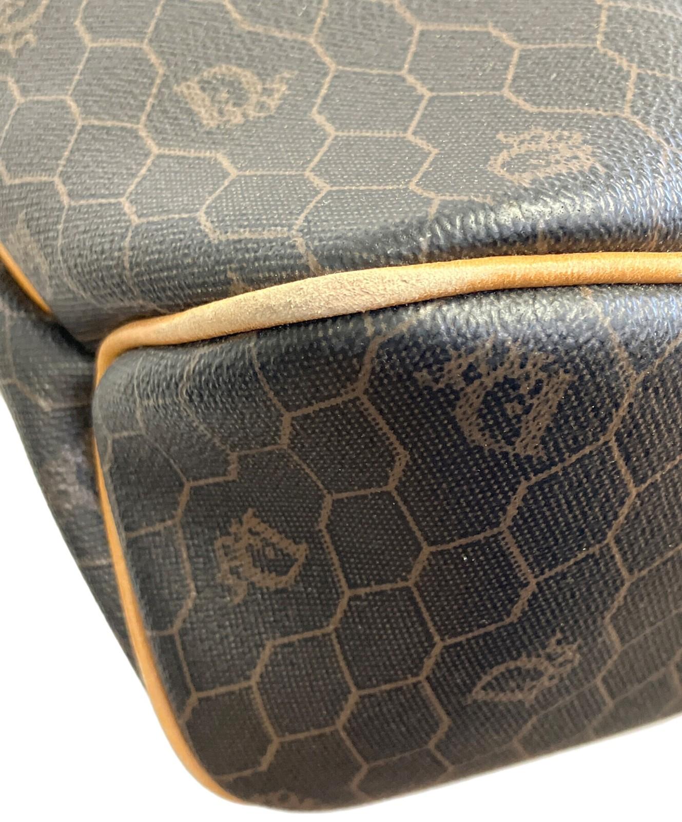 Christian Dior Hand Bag Tote Purse Honeycomb Black Brown Authentic