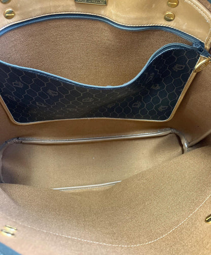 Christian Dior Hand Bag Tote Purse Honeycomb Black Brown Authentic