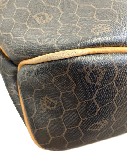 Christian Dior Hand Bag Tote Purse Honeycomb Black Brown Authentic