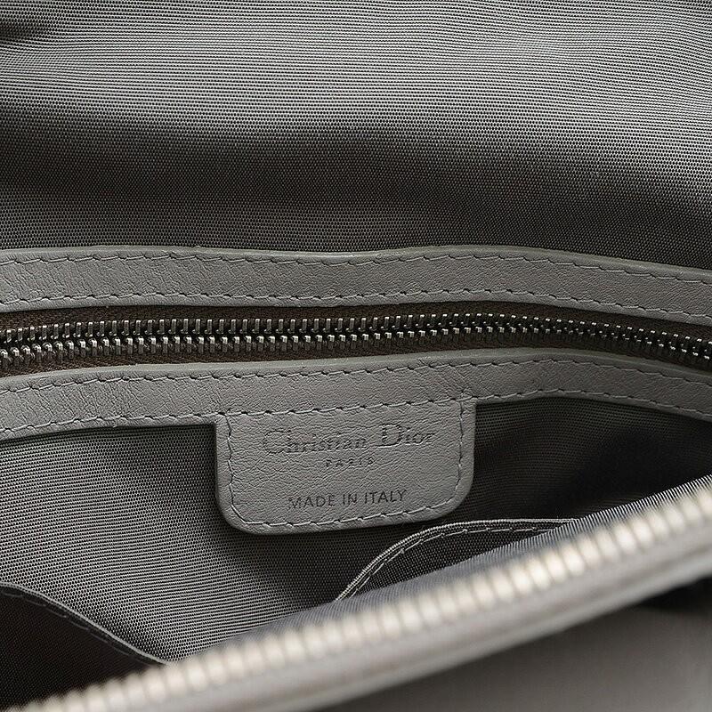 Christian Dior Hand Bag Tote Purse Leather Gray Authentic