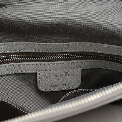 Christian Dior Hand Bag Tote Purse Leather Gray Authentic