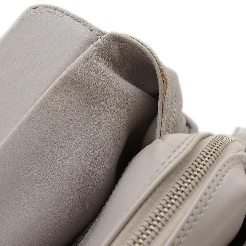 Christian Dior Hand Bag Tote Purse Leather Gray Authentic