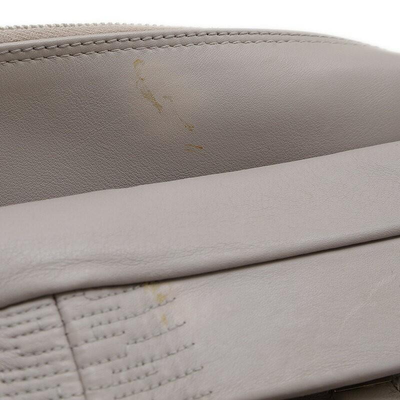 Christian Dior Hand Bag Tote Purse Leather Gray Authentic