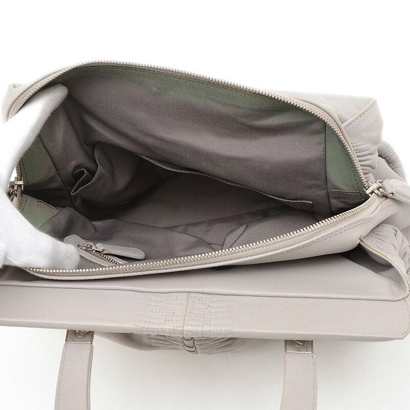 Christian Dior Hand Bag Tote Purse Leather Gray Authentic