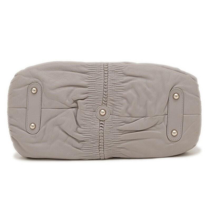 Christian Dior Hand Bag Tote Purse Leather Gray Authentic