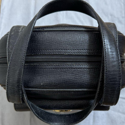 Christian Dior Hand Bag Tote Purse CD Leather Black Authentic