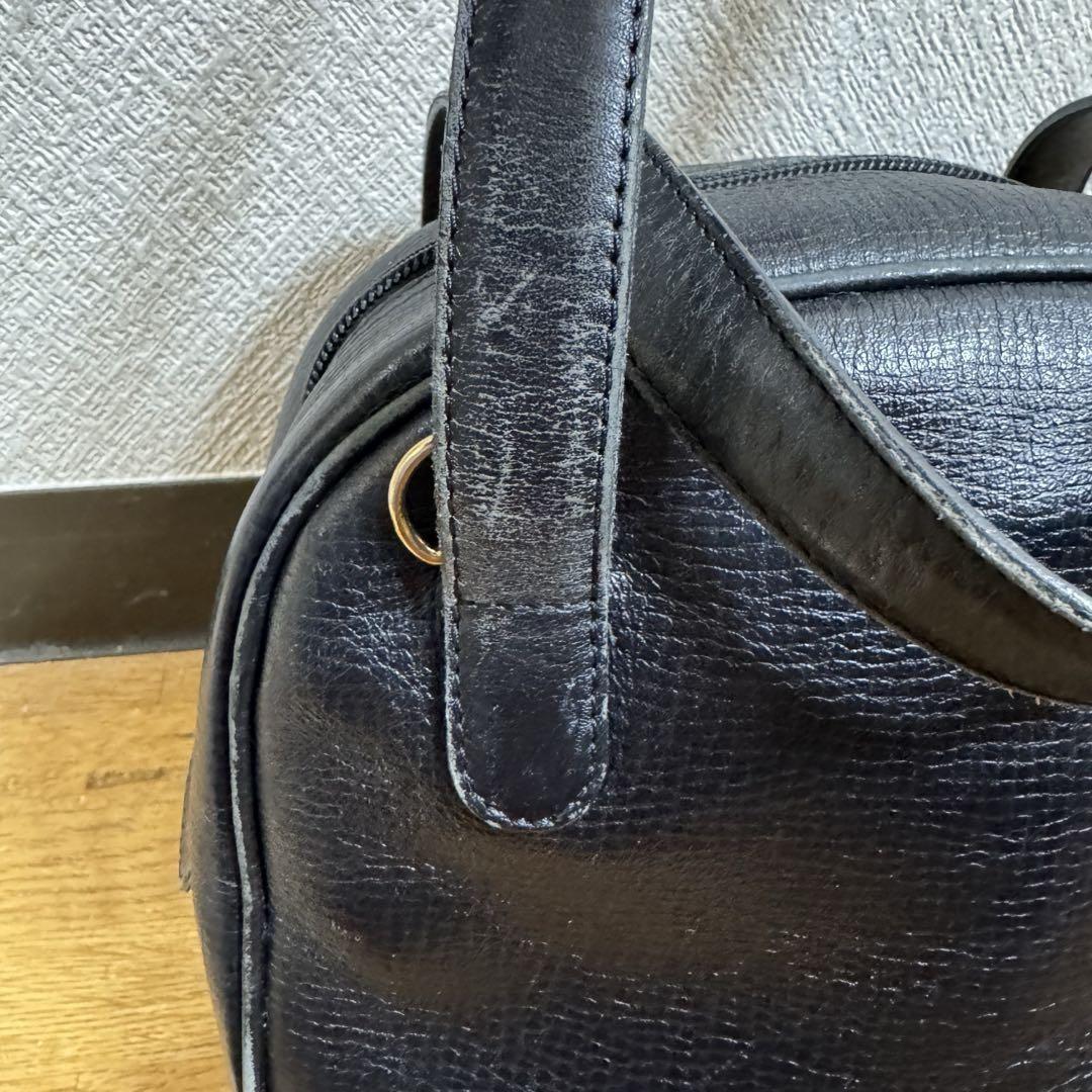 Christian Dior Hand Bag Tote Purse CD Leather Black Authentic