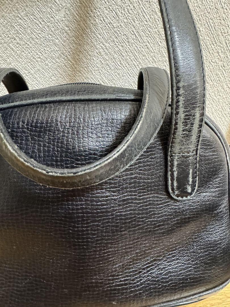 Christian Dior Hand Bag Tote Purse CD Leather Black Authentic