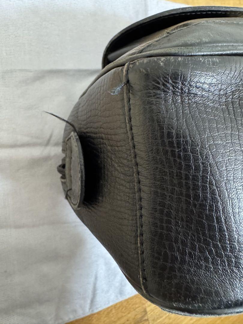 Christian Dior Hand Bag Tote Purse CD Leather Black Authentic