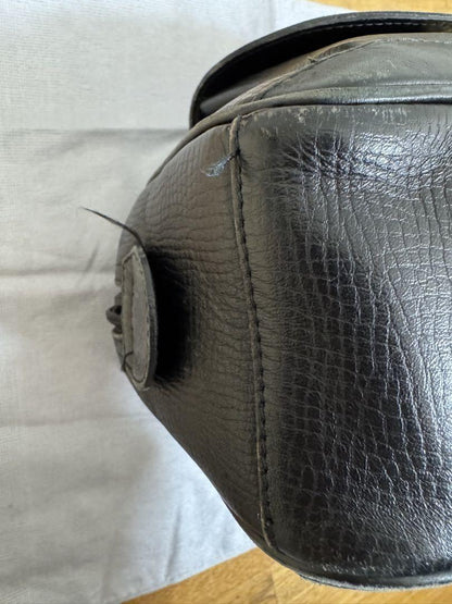 Christian Dior Hand Bag Tote Purse CD Leather Black Authentic