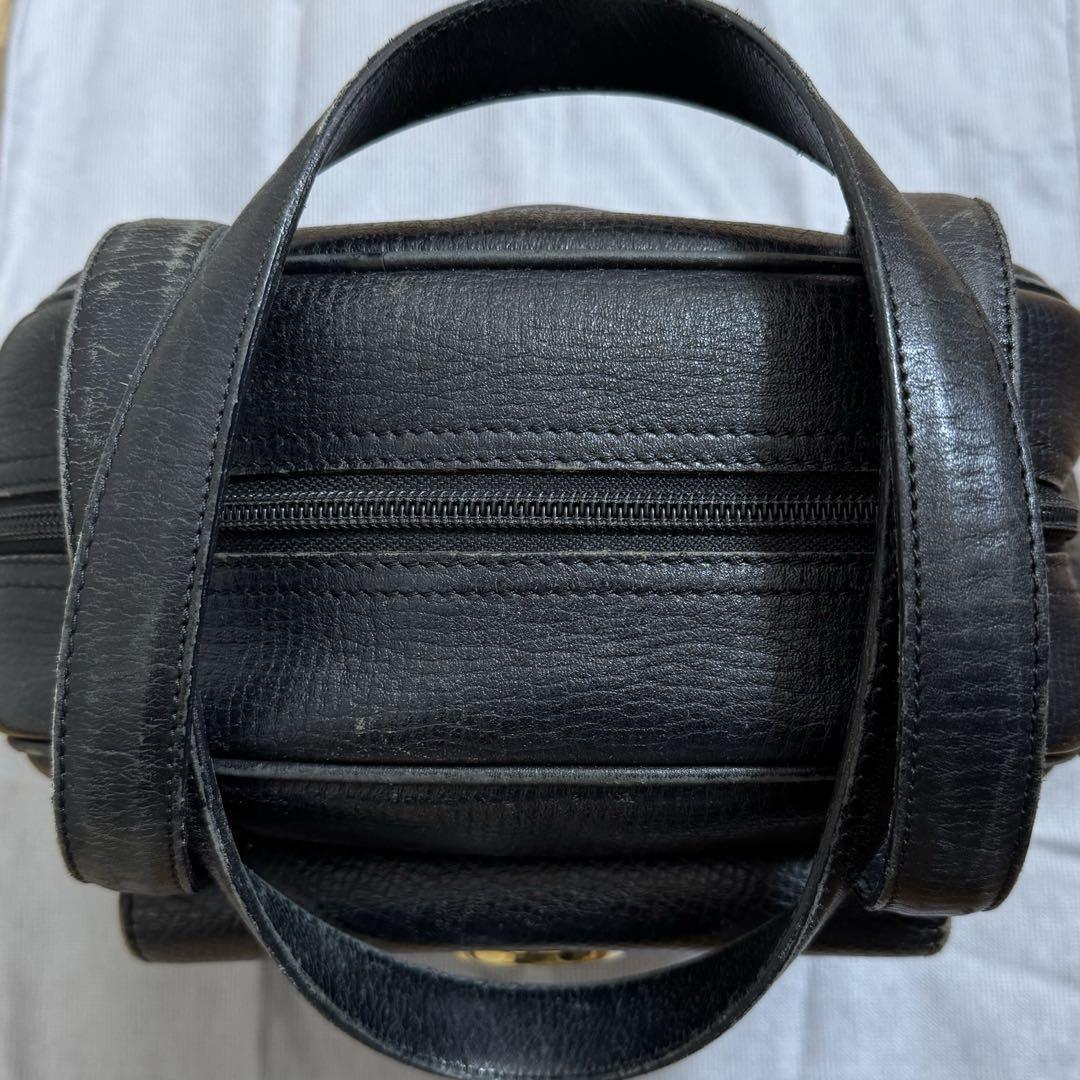 Christian Dior Hand Bag Tote Purse CD Leather Black Authentic