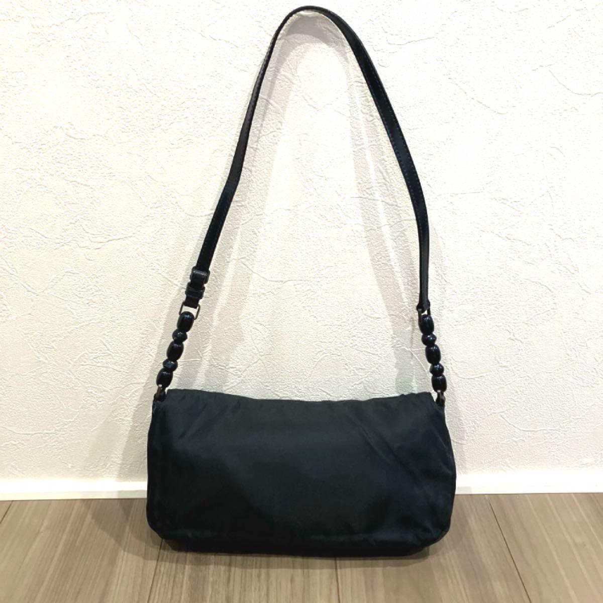Christian Dior Hand Shoulder Bag Tote Purse Nylon Black Authentic