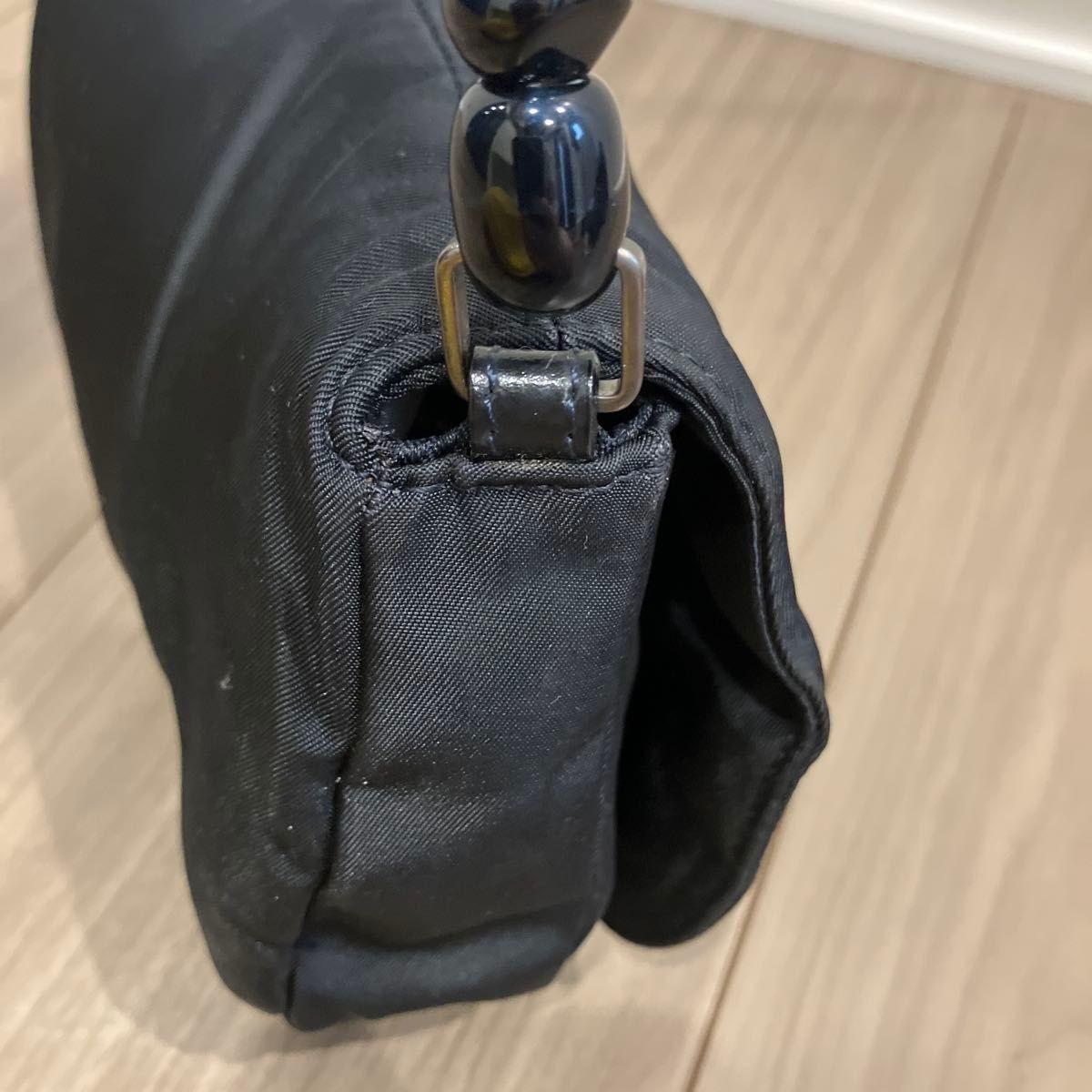 Christian Dior Hand Shoulder Bag Tote Purse Nylon Black Authentic