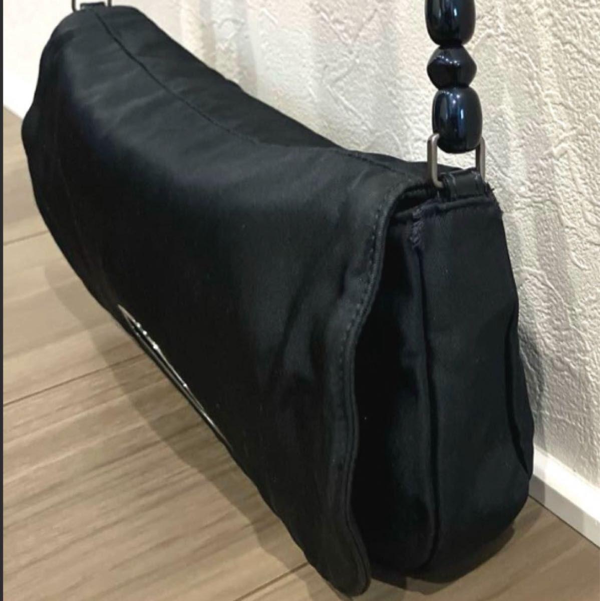 Christian Dior Hand Shoulder Bag Tote Purse Nylon Black Authentic