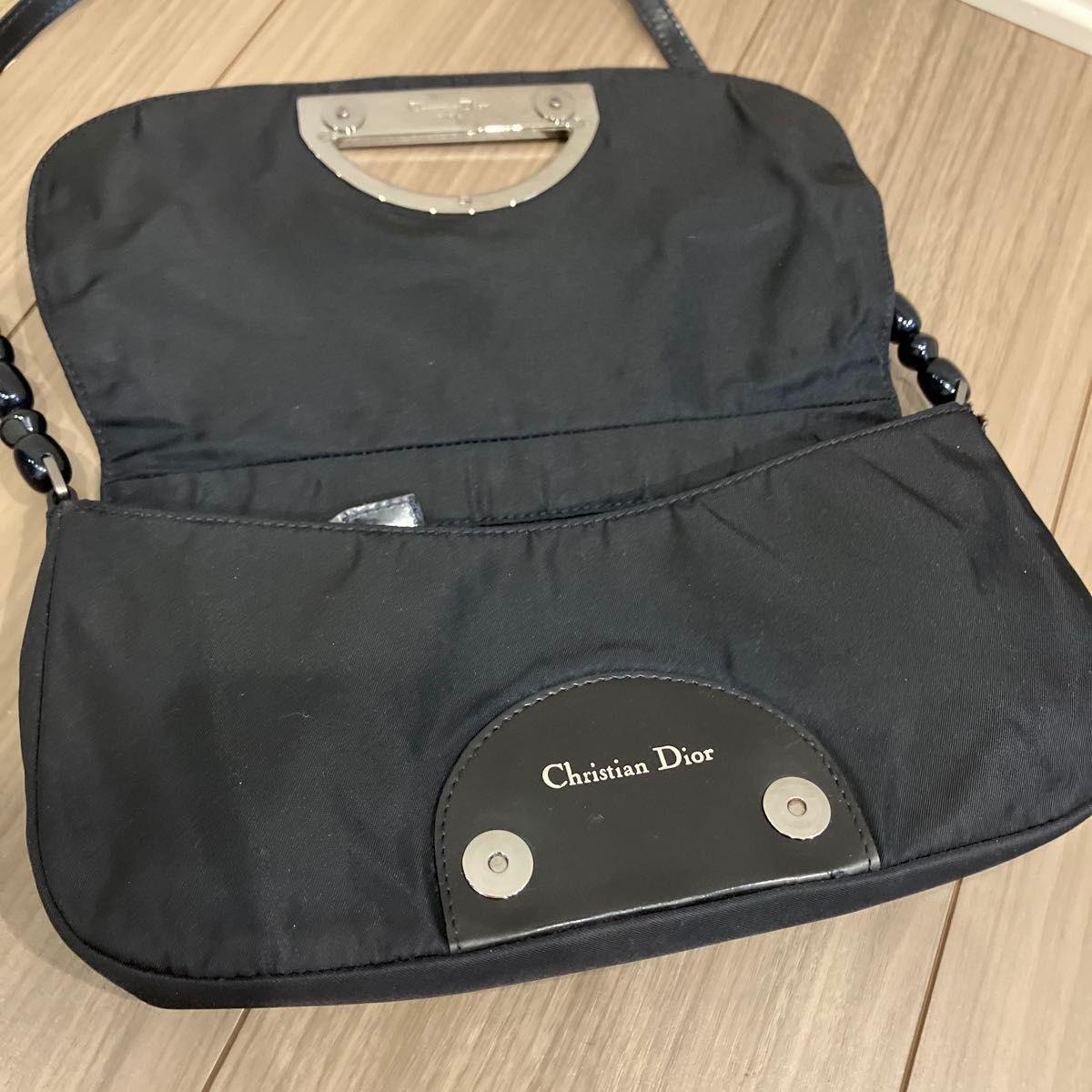 Christian Dior Hand Shoulder Bag Tote Purse Nylon Black Authentic