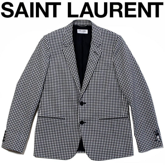 Saint Laurent Paris Tailored Jacket Asian fit S US size XS White Black Authentic
