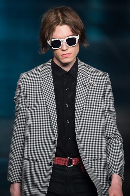 Saint Laurent Paris Tailored Jacket Asian fit S US size XS White Black Authentic