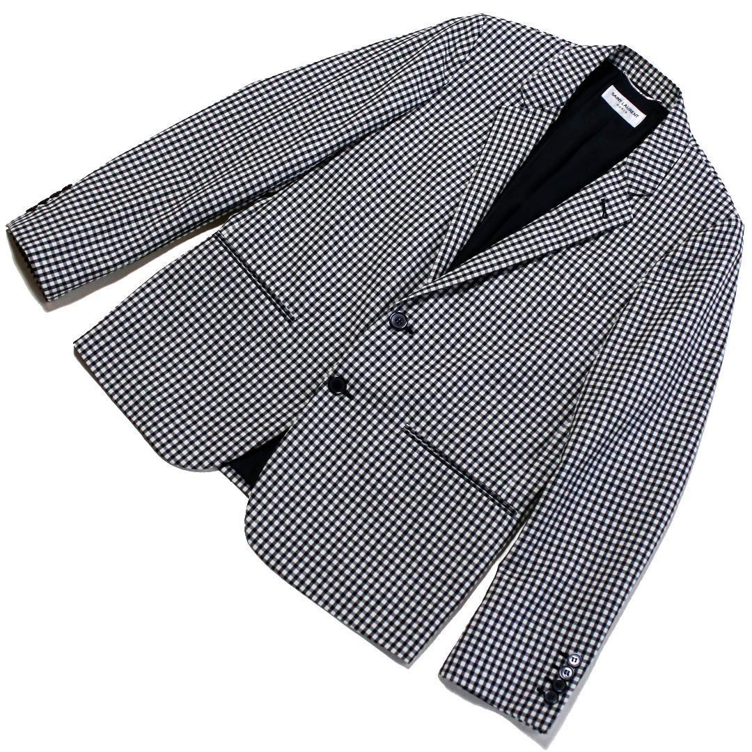 Saint Laurent Paris Tailored Jacket Asian fit S US size XS White Black Authentic