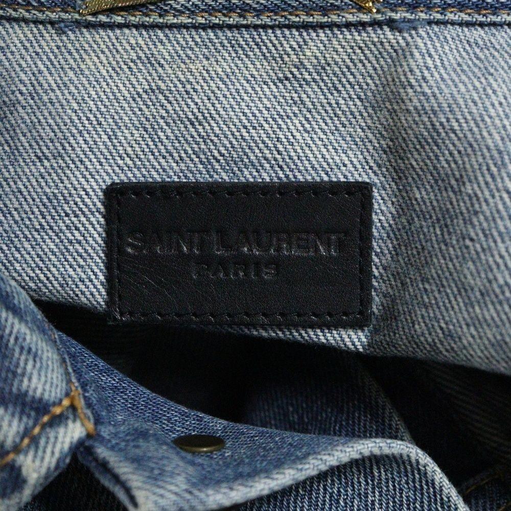 Saint Laurent PATCHED DENIM JACKET Asian fit M US size S Indigo Authentic