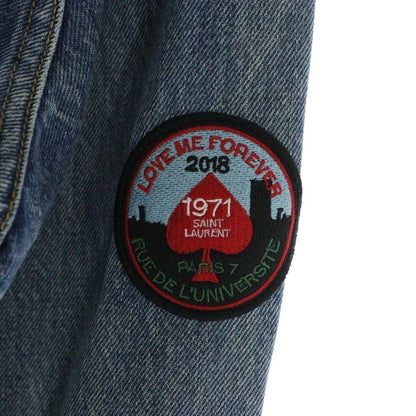 Saint Laurent PATCHED DENIM JACKET Asian fit M US size S Indigo Authentic