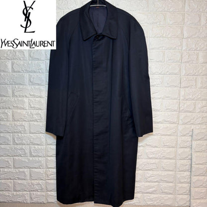 Saint Laurent Long Coat Asian fit L US size M Navy Authentic