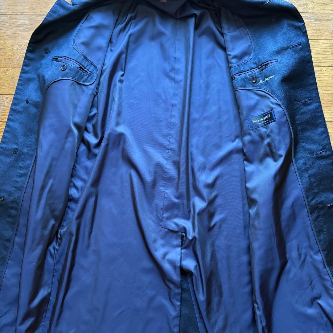 Saint Laurent Long Coat Asian fit L US size M Navy Authentic