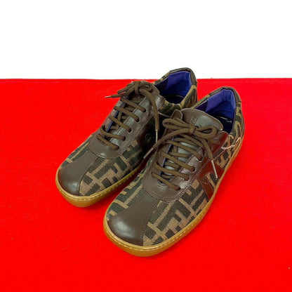 FENDI Sneakers Shoes FF Zucca Low-Cut EU 37.0 US 7.0 Brown Khaki Authentic