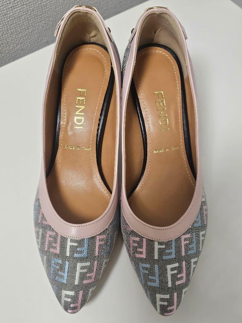 FENDI Shoes Pumps Heel FF Zucca EU 36.5 US 6.5 Canvas Leather Multicolor Auth