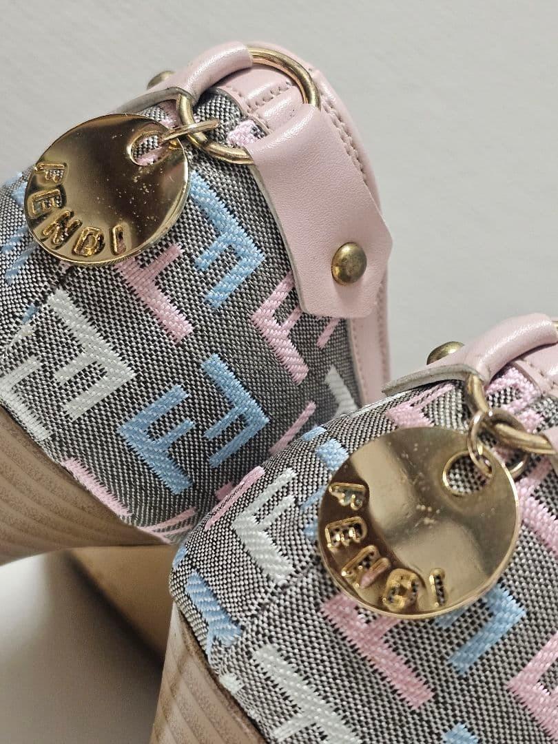 FENDI Shoes Pumps Heel FF Zucca EU 36.5 US 6.5 Canvas Leather Multicolor Auth