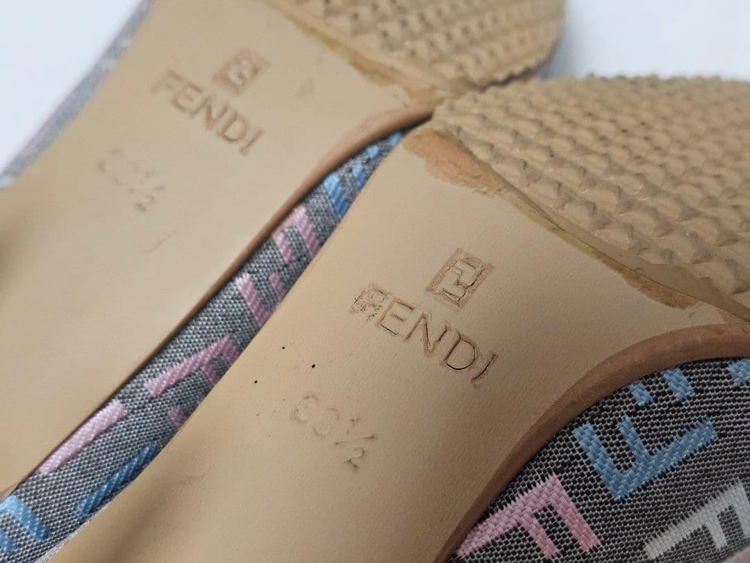 FENDI Shoes Pumps Heel FF Zucca EU 36.5 US 6.5 Canvas Leather Multicolor Auth