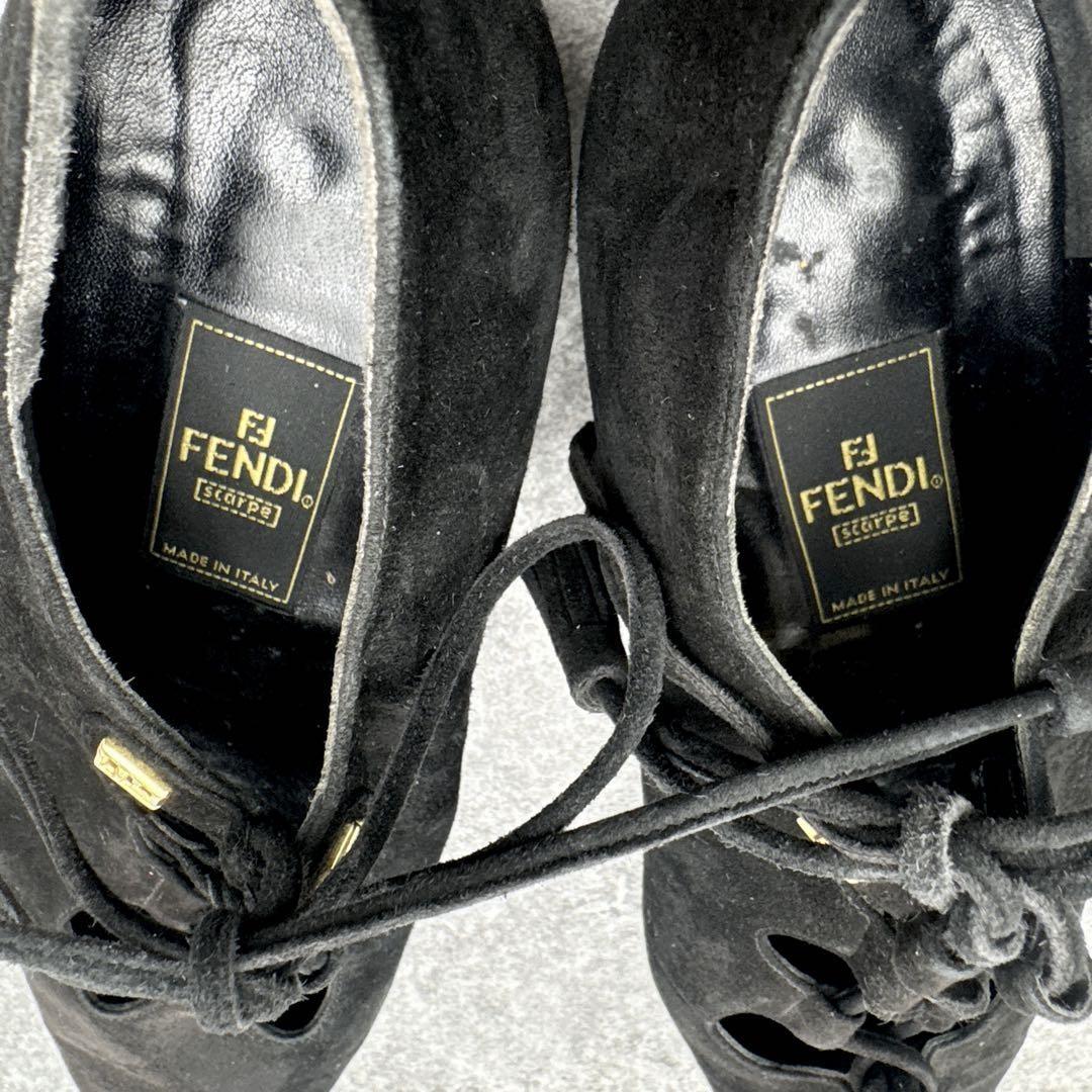 FENDI Flat Shoes Pumps EU 37.5 US 7.5 Suede Black Authentic