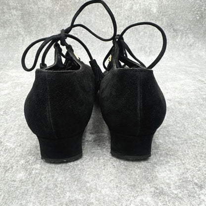 FENDI Flat Shoes Pumps EU 37.5 US 7.5 Suede Black Authentic